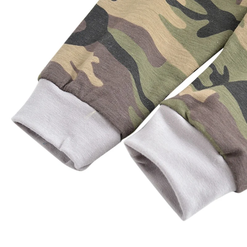 Новые детские комплекты одежды для мальчиков камуфляжные толстовки с капюшоном