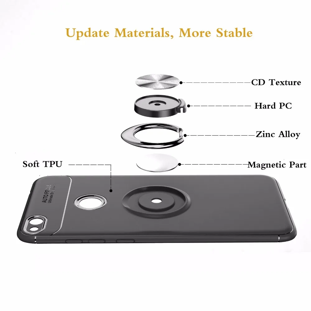For Huawei P9 P8 lite 2017 360 Magnetic Finger Ring Stand Cover GR3 Honor 8 Ultra Thin Matte Soft TPU Case |