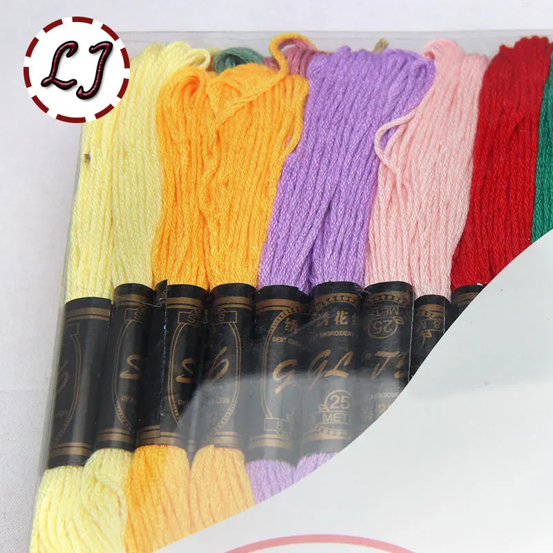 Лидер продаж 100 шт./лот ярд 50 разных цветов нитки для вышивки крестиком мотки CXC