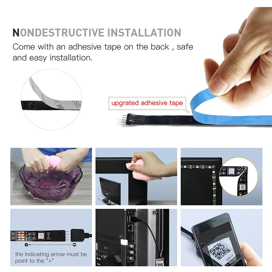 DC5V USB СВЕТОДИОДНЫЙ светильник 5050 RGB 50 см 1 м 2 м 3 м Bluetooth приложение управление гибкий светильник ТВ фоновый светильник RGB светодиодный лента
