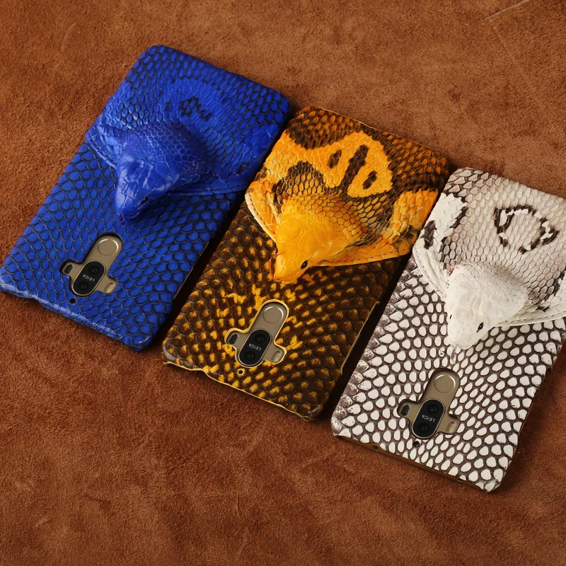 

JUNDONG brand phone case real snake head back cover phone shell For Huawei Mate 10 full manual custom processing