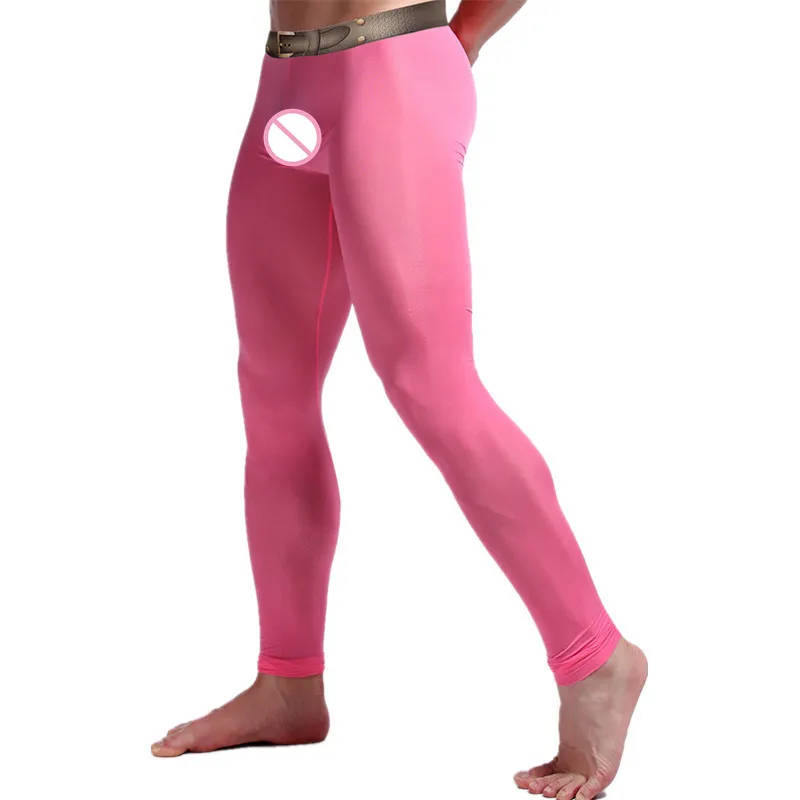 Пикантные мужские ультратонкие шелковистые кальсоны термоштаны крутые леггинсы