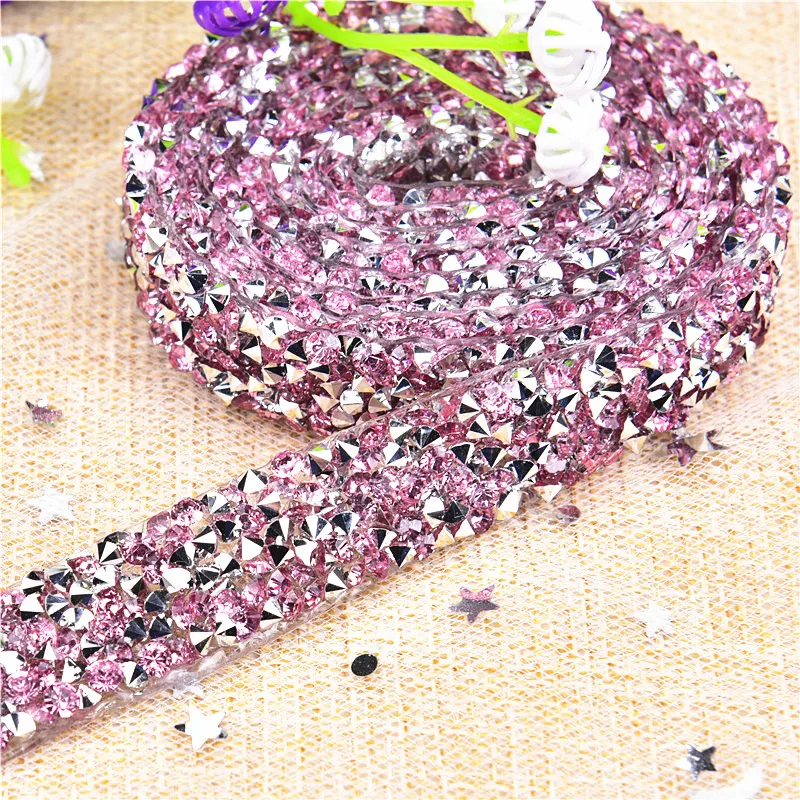 Горячая фиксация стразы отделка сетка Стразы цепочка 5 ярдов Кристалл Серебряная
