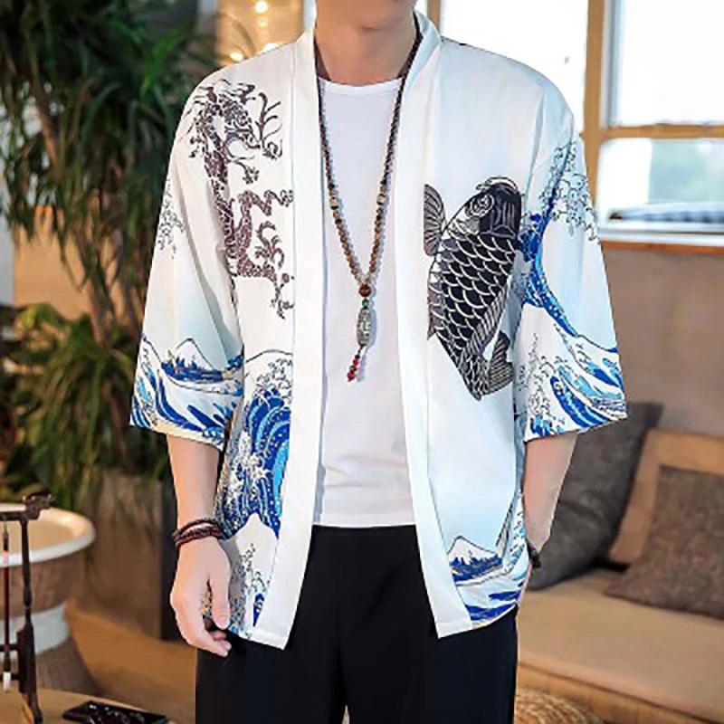 Летняя уличная мужская куртка в стиле хип-хоп японский халат для серфинга кимоно