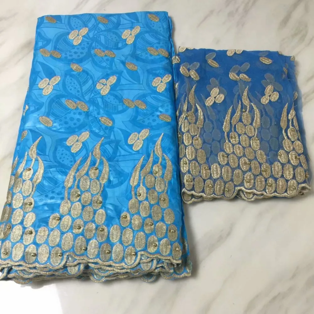 

Latest 2018 African Embroidered Bazin Riche Lace Fabric With Beads High Quality Fabric For Evening Dresses PBZ22-1 5+2Yds/Pcs