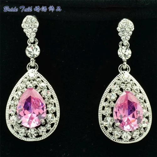 Серьги с кристаллами из горного хрусталя серьги розовым цирконием 20581|crystal