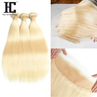 hc blonde straight bundles with frontal closure 613 blonde malaysian human hair weave bundles with 13x4 lace frontal remy hair