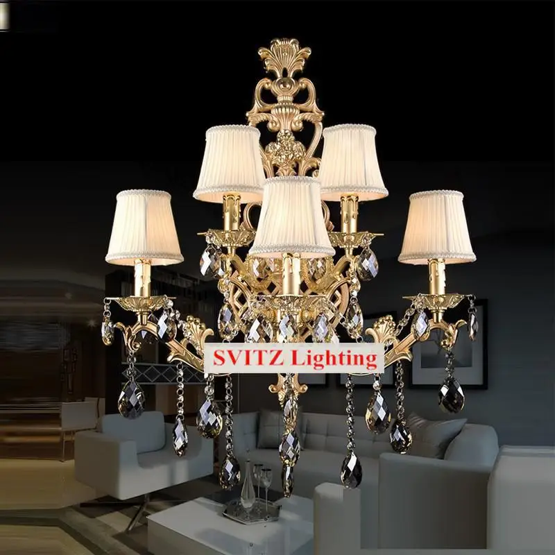 Винтажная Золотая настенная лампа на 5 ламп большие светодиодные Настенные