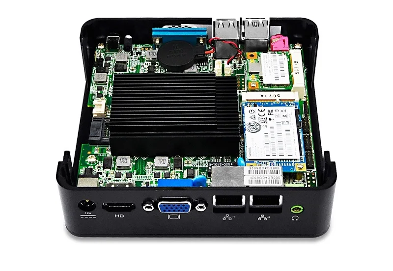 QOTOM безвентиляторный мини-ПК Q190S с процессором BayTrail j1900 четырехъядерный До 2,42 ГГц, Dual LAN мини-ПК Linux
