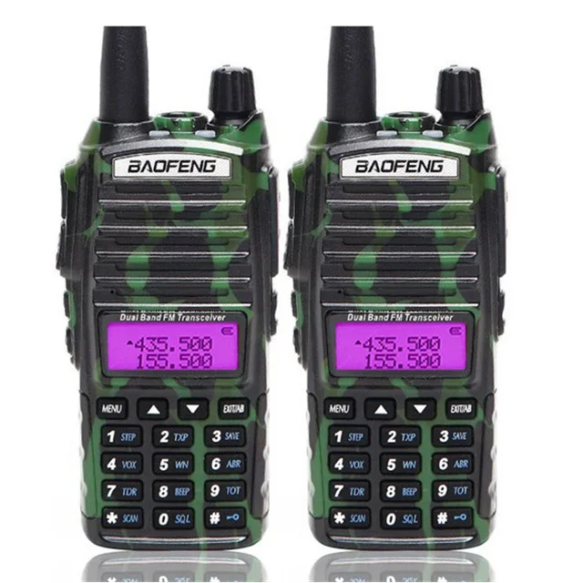 camo no headset 2 шт. Baofeng UV-82 5 Вт портативная рация VHF UHF Двухдиапазонный портативный приемопередатчик дальний CB двухстороннее радио UV82 для пеших прогулок - Цвет: camo no headset