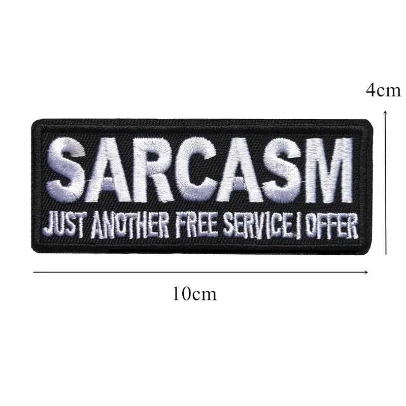 Черные вышитые буквы 10 см приклеиваемые утюгом нашивки значки Sarcasm для сумок