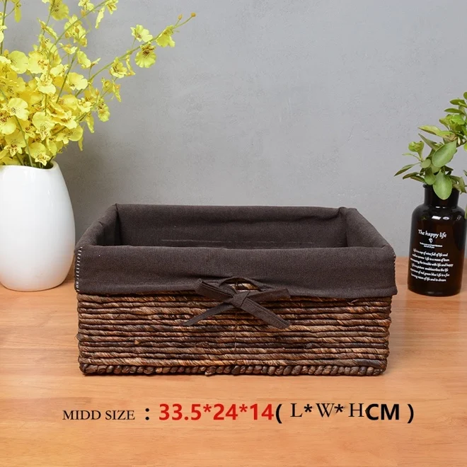 33.5x24x14cm Корзина грязной одежды поддельная плетёная ротанговая косметические корзины для хранения игрушек соломенный набор посуды для снеков кухонные коробки с подкладкой - Цвет: 33.5x24x14cm