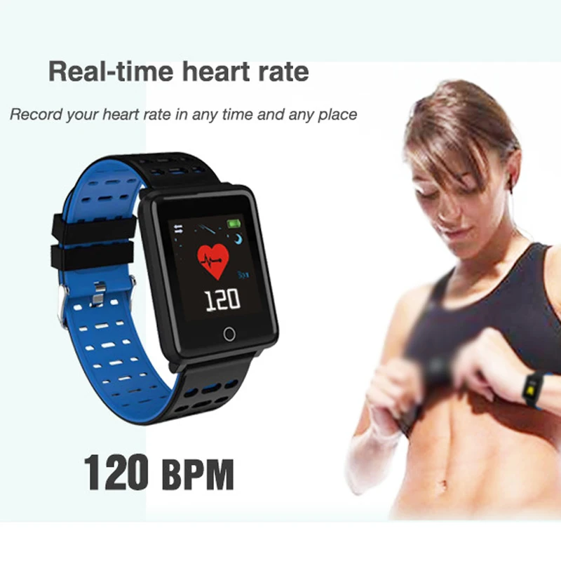 

New 1.44" Health Monitor Removable Strap Heart Rate Sleep Blood Pressure Sports Waterproof Screen Watch