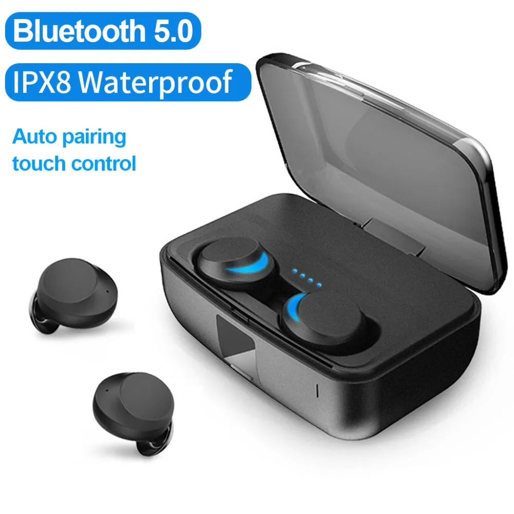 IPX8 водонепроницаемый true Беспроводные наушники с микрофоном наушники-вкладыши TWS
