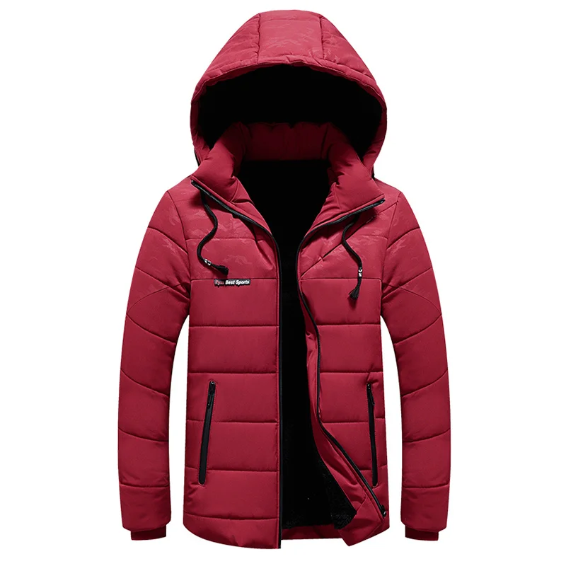 wine red Зимнее пальто размера плюс 6XL 7XL 8XL, мужское плотное пальто, теплая парка с капюшоном, ветровка, мужская куртка большого размера, Мужская одежда, пальто - Цвет: wine red