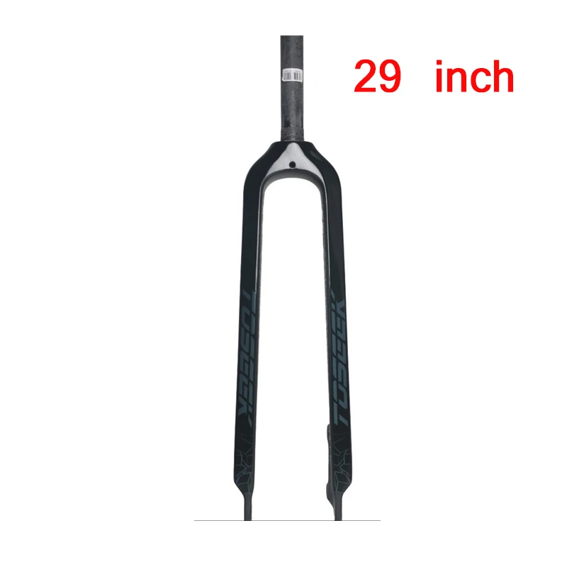TOSEEK 26/27. 5/2" Углеродные вилки жесткие прямые MTB велосипед 1-1/8" Вилка Цветные горный велосипед Тормозные вилки Superlight - Цвет: Black-29er