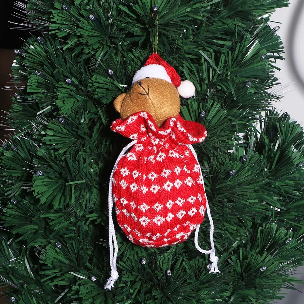 3pcs Wool Cute Knitting Drawstring Bear Candy Bag Gift for Home Party Decoration Christmas | Дом и сад