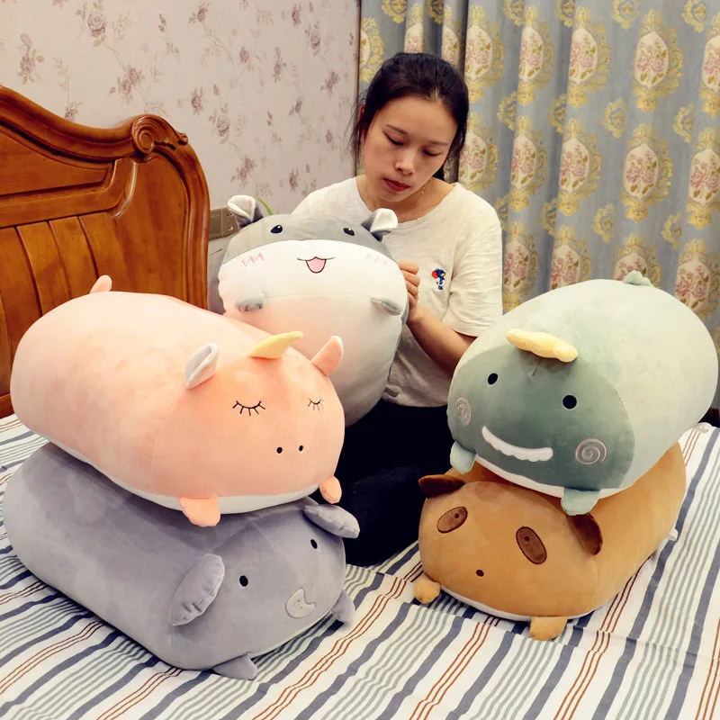 

50/60cm Super Kawaii animal pillow fat plush toy soft dinosaur elephant unicorn hamster dog doll sofa cushion child Cute gift