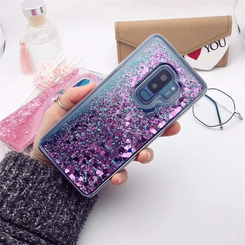 Жидкий чехол для Samsung Galaxy S8 S9 Plus S6 S7 Edge блестящий силиконовый с полным покрытием из