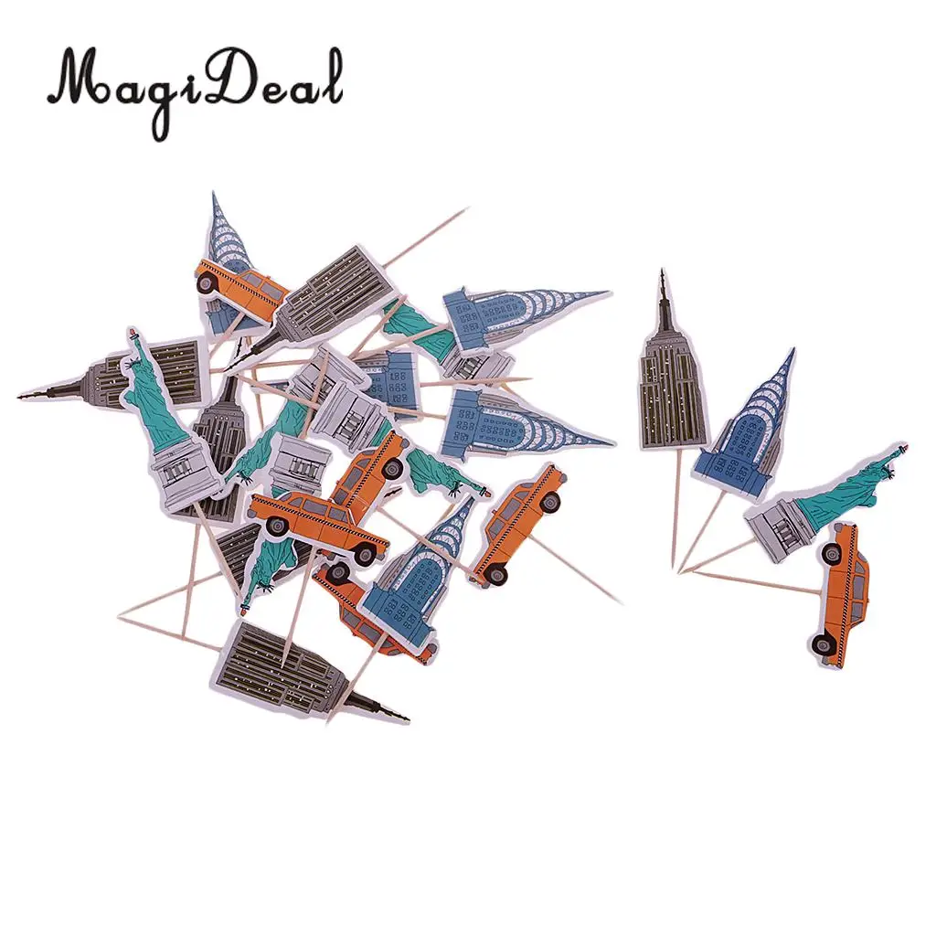 Желтая статуя такси в Нью Йоркском стиле 24 шт. украшение для свадебного торта дня