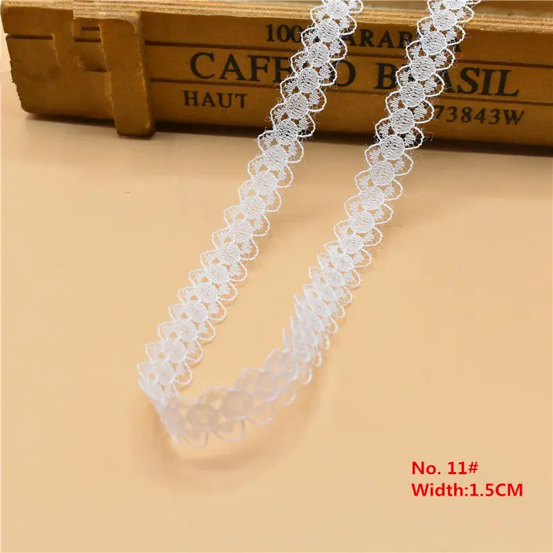 NO 11 Width 1.5CM 10 ярдов белая кружевная лента широкая лента африканская кружевная ткань кружевная отделка для шитья аксессуары украшения вышитая одежда - Цвет: NO 11 Width 1.5CM