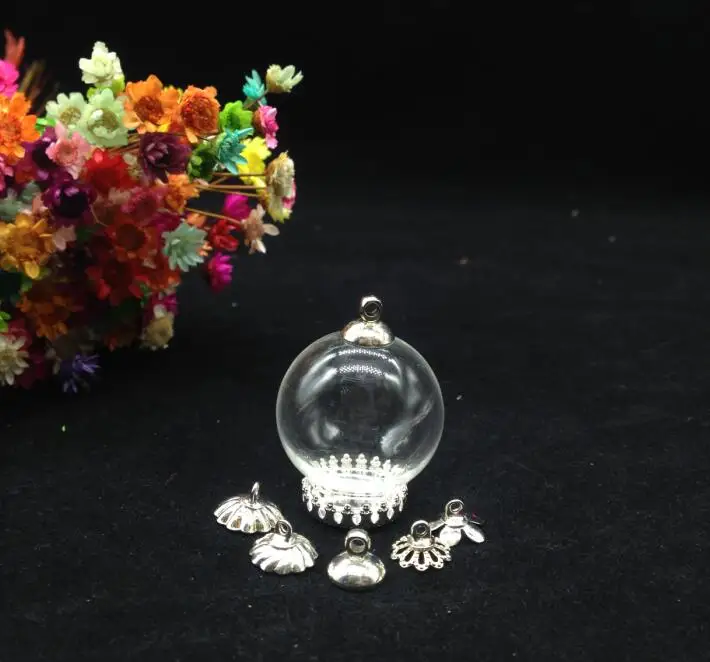 5 шт. стеклянные пузырьки 25*15 мм с металлической крышкой и ожерелье 70 см |