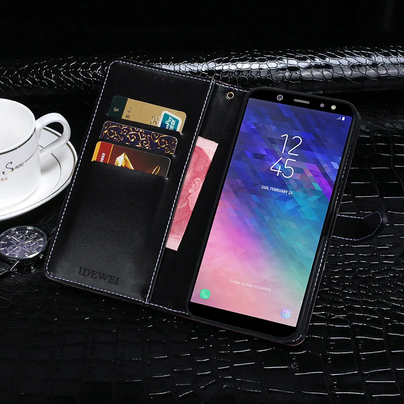 IDEWEI для samsung Galaxy A6 2018 чехол Роскошный чехол-книжка из искусственной кожи защитный
