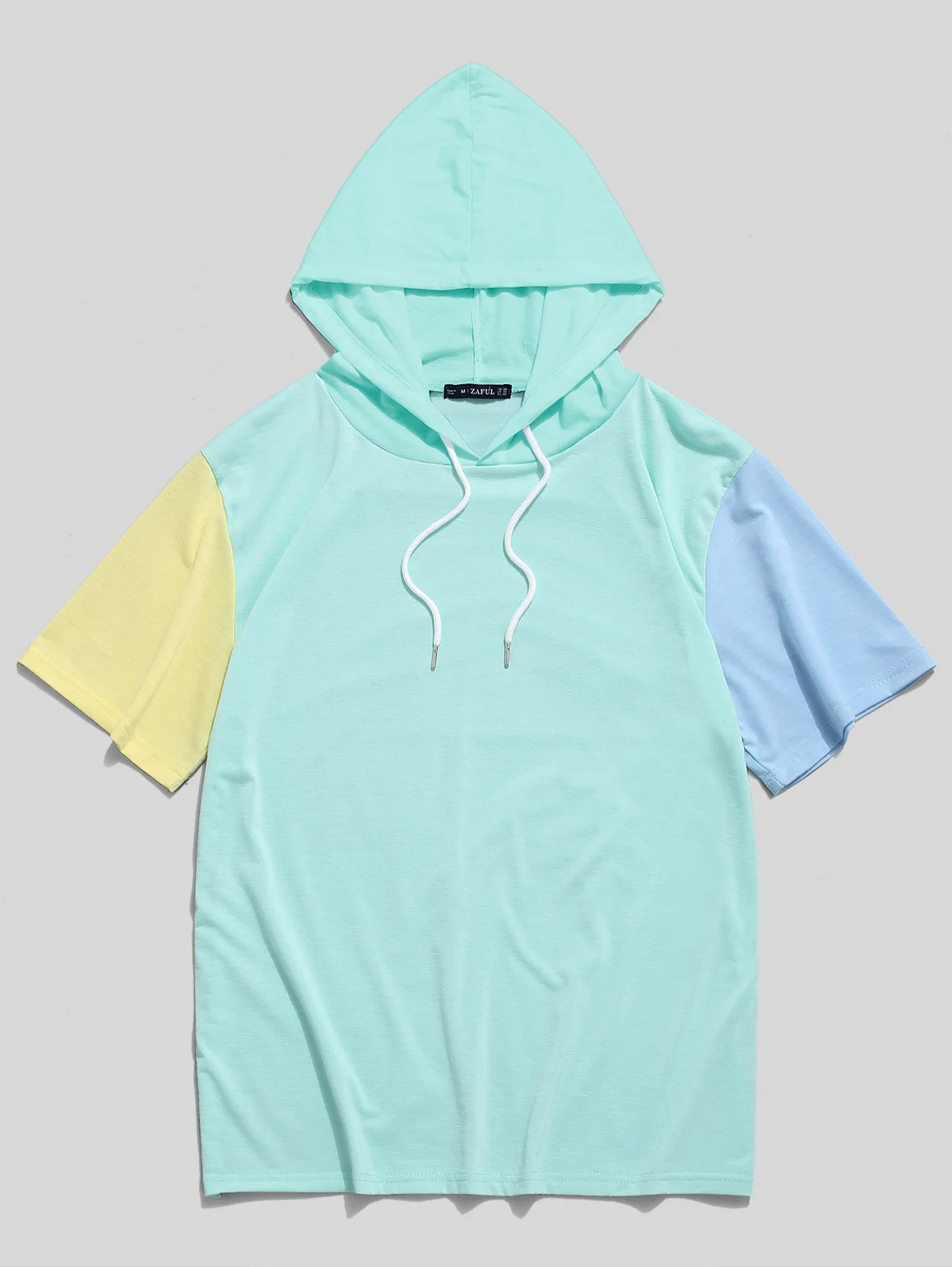 ZAFUL New Summer Color Block Splicing Hooded Men'S T-Shirt Fashion T Shirt Men Top Male Summer Short Sleeve Own Sex Kpop Hoodies