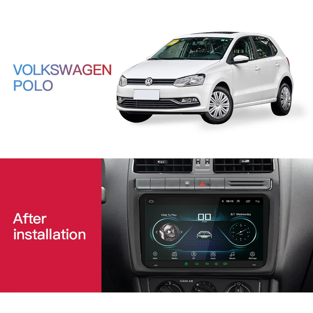 9 дюймов Android 9,1 1+ 16G автомобиль Mp5 Multimidia авто радио Gps для VW Volkswagen Golf Polo Passat b7 b6 SEAT leon Skoda w/Canbus 46