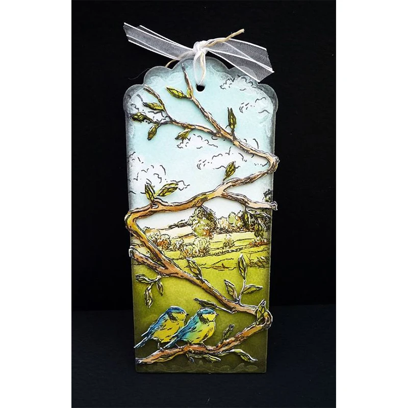 Трафарет для скрапбукинга с птичьими ветками трафарет фотоальбома бумажные