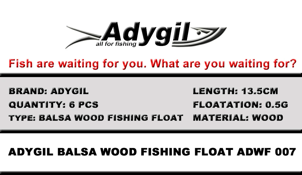 Adygil пробкового дерева поплавок ADWF 007 135 мм Floatation 0,5 г 6 шт./лот