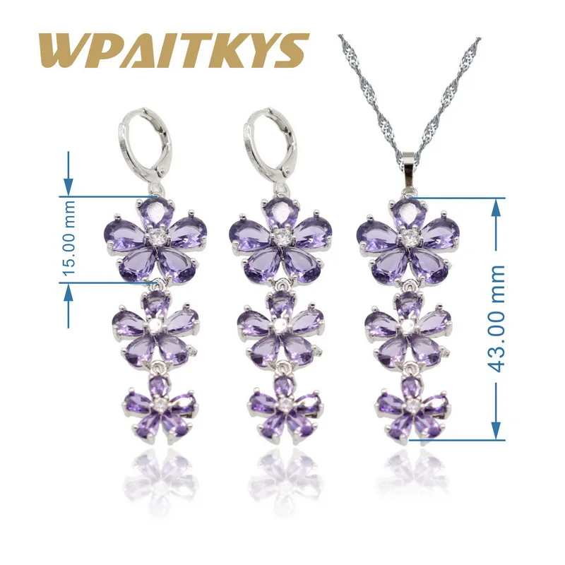 Изысканный Фиолетовый Красный Розовый Камень Серебряный цвет Ювелирные наборы