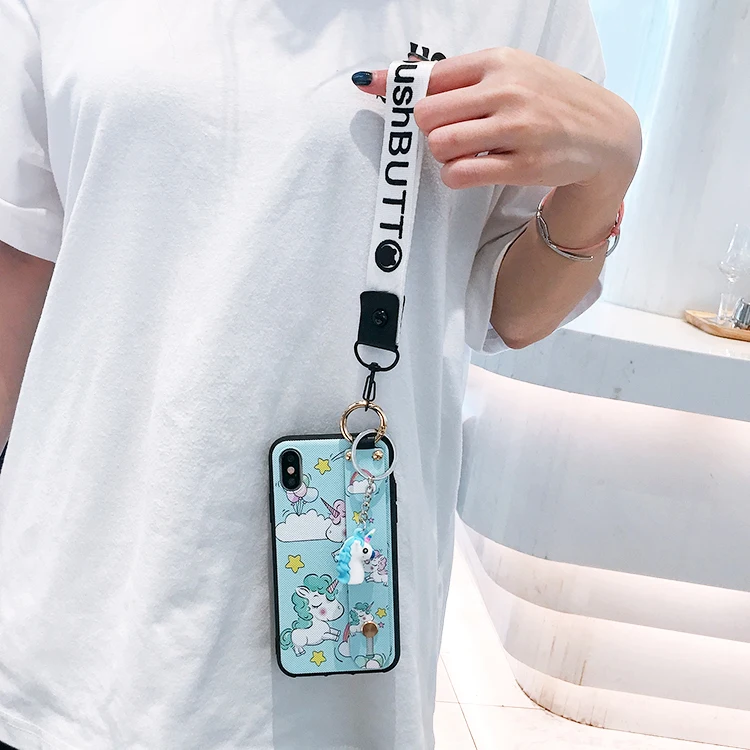SAM S10 Единорог ремешок мягкий ТПУ чехол для телефона для samsung S10 plus/S10lite S9 S9P S8 S8p Note 8/9 держатель Чехол+ игрушка+ ремни