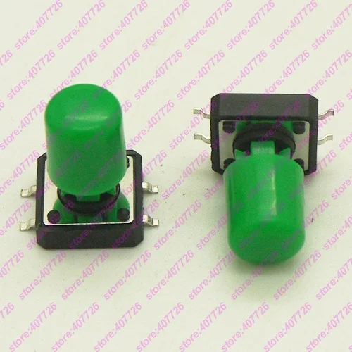 10 шт. тактовый переключатель 12X12 мм H = 16,8 мм с пластиковой крышкой 4PIN SMD/DIP мгновенный Тактильный кнопочный переключатель микроклавишная кнопка - Цвет: SMT With Green Cap