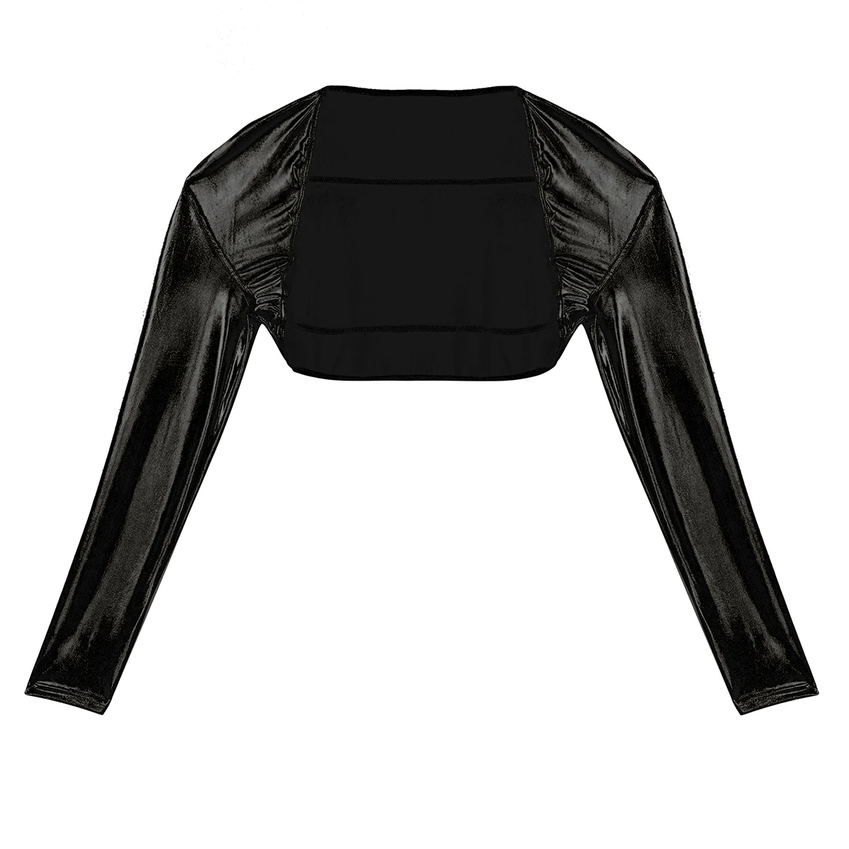 Модное женское блестящее металлическое болеро короткий жакет с длинным рукавом