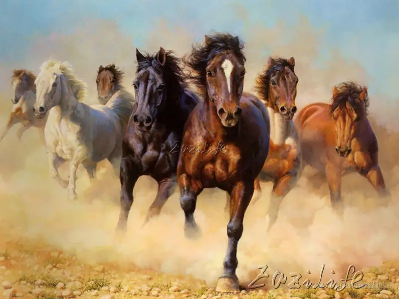 

Canvas Print Animals Horses Oil painting Picture Printed on canvas 4