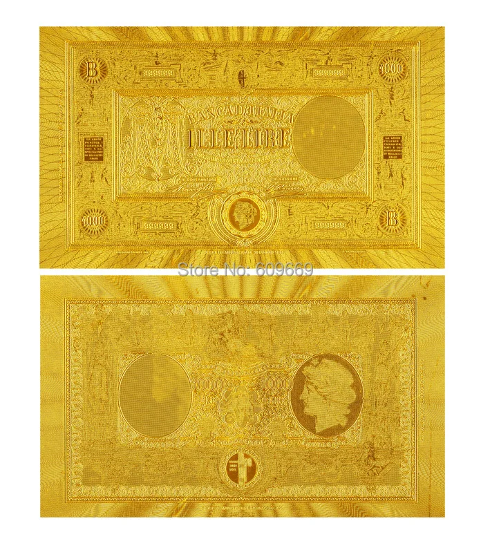 1000 итальянская Лира купюр из 999.9% золота высокого качества|gold layer|gold silver foilfoil numbers |