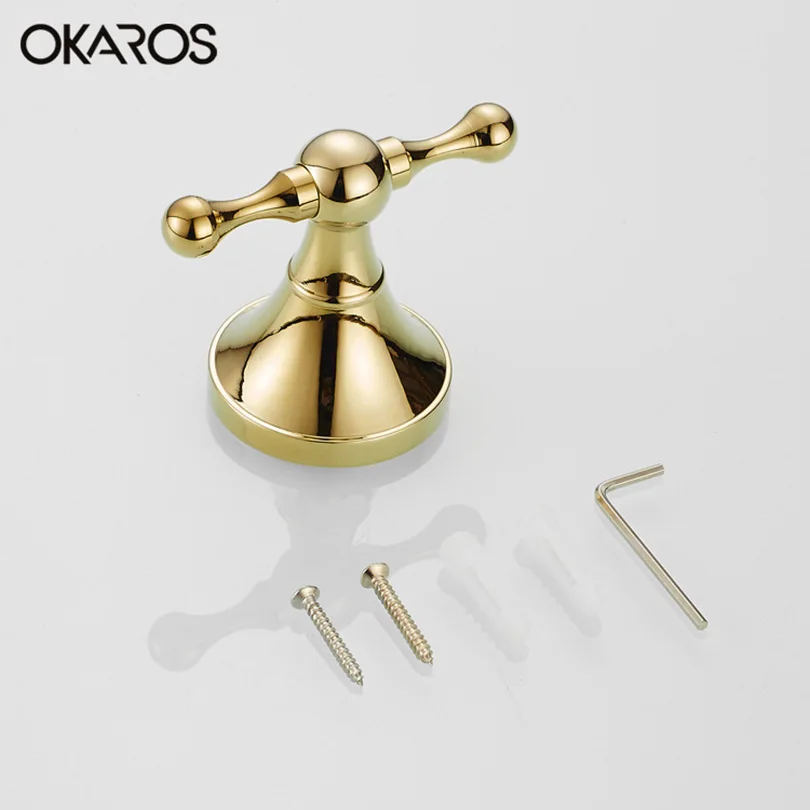 Крючок для одежды OKAROS вешалка полотенец из твердой латуни с золотистой отделкой