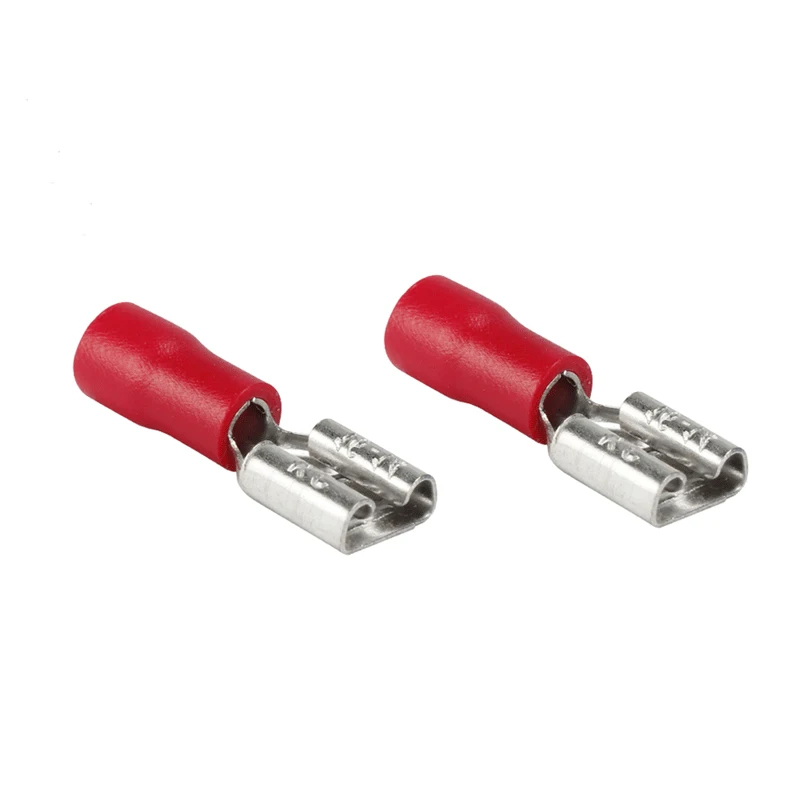 4.8mm red Female 50 шт. женский красный синий желтый 2,8 мм 4,8 мм 6,3 мм изолированный Лопата провода разъем Электрический обжимной терминал - Цвет: 4.8mm red Female