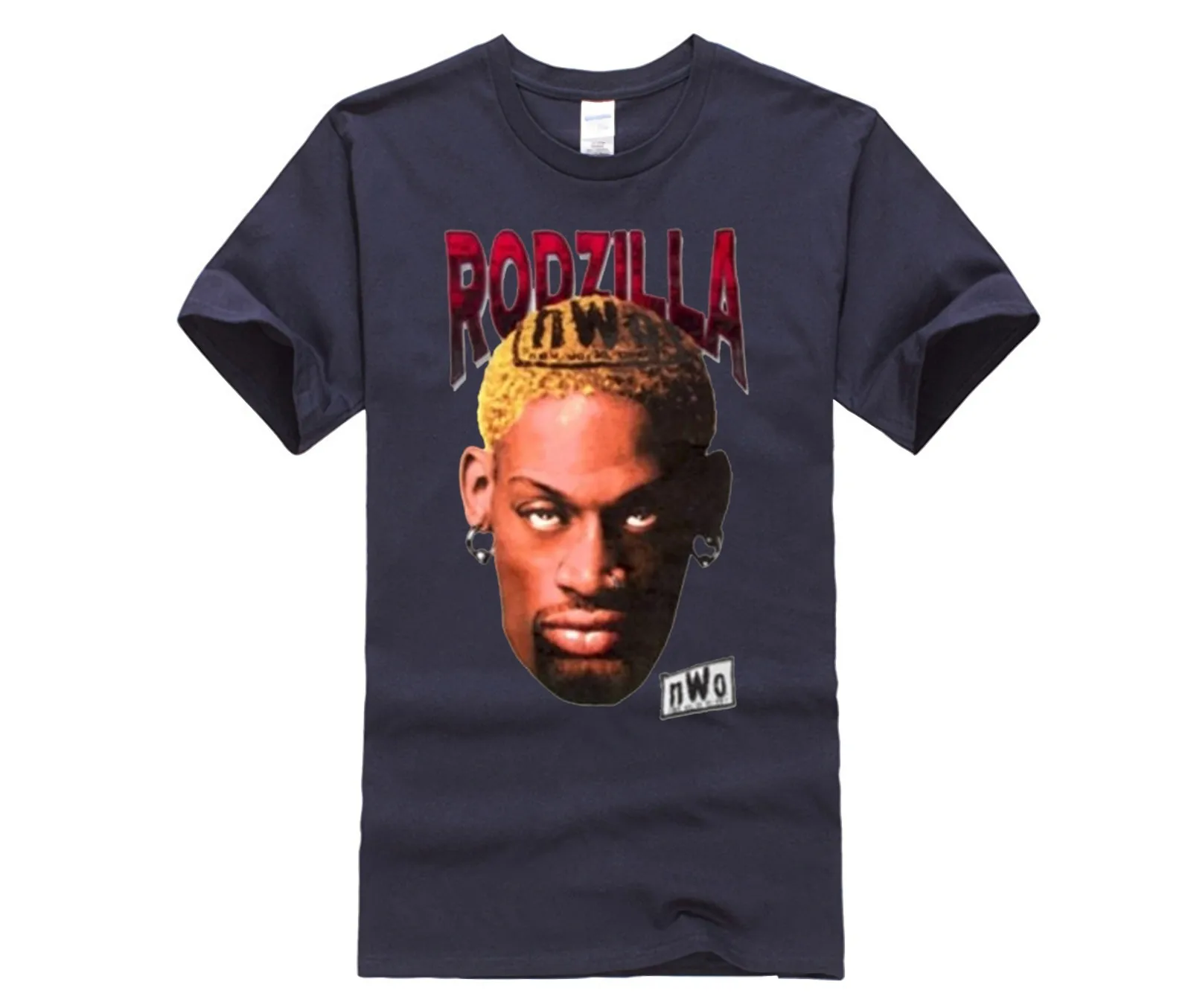 Phiking Dennis Rodman Rodzilla WCW футболка с круглым вырезом по низкой цене, Мужская футболка с коротким рукавом, Забавные Рубашки с коротким рукавом