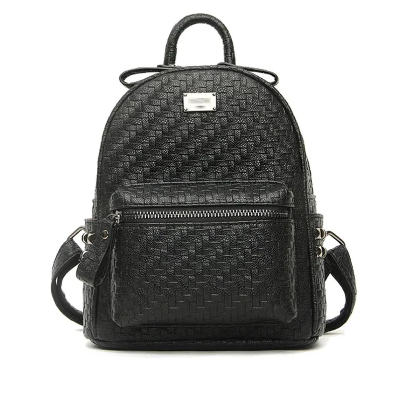 medium black Милый кожаный рюкзак, модный тканый рюкзак для путешествий, Женский дизайнерский рюкзак высокого качества, женские рюкзаки, женский рюкзак - Цвет: medium black