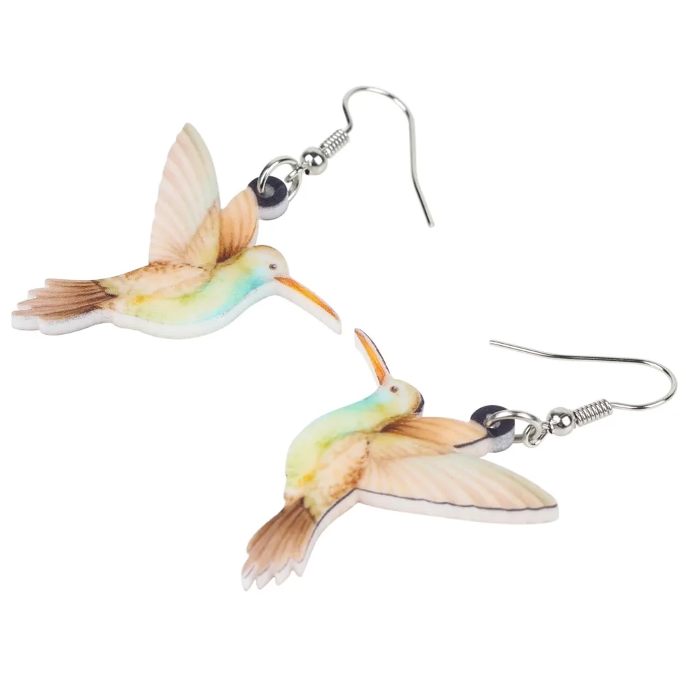 Большие длинные серьги с падающими птицами Hummingbird из акрила Bonsny в стиле аниме для женщин, девочек и детей