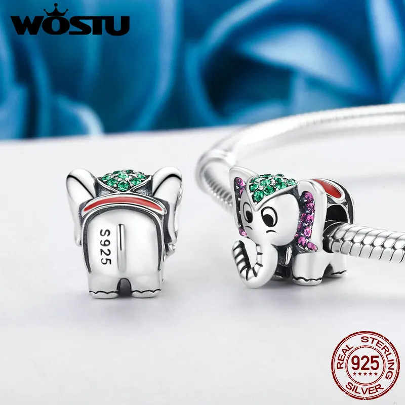 WOSTU Hot Sale 925 Sterling Silver Lucky Elephant Animal Beads Fit Original WST Charm Bracelet Lovely Jewelry Gift DXC200 | Украшения и