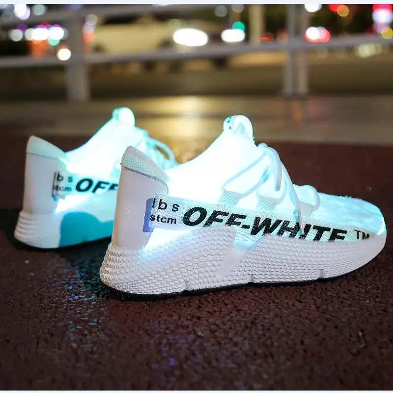 UncleJerry Size 35-44 New Led Fiber Optic Shoes for men women USB Recharge glowing Sneakers light up shoes Party and Wedding | Обувь