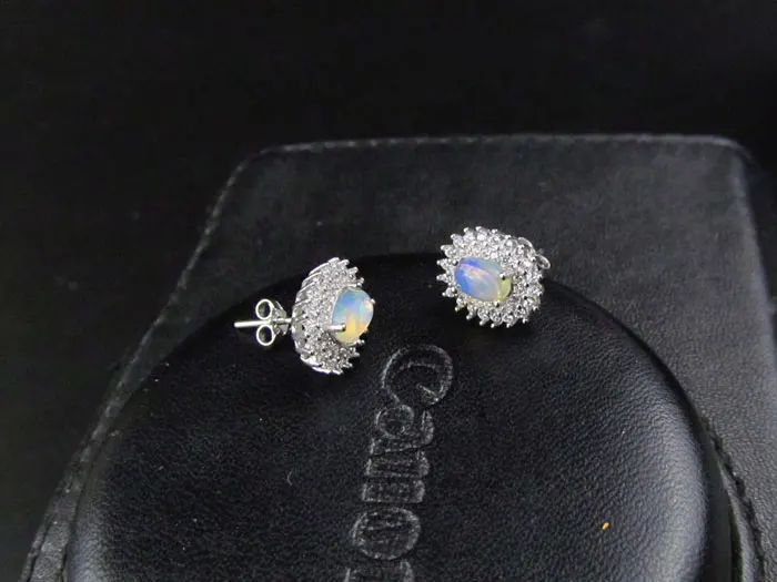 ZHHIRY Genuine Opal Gem Earring Natural Stone Solid 925 Sterling Silver Women Fine Jewelry Earrings | Украшения и аксессуары