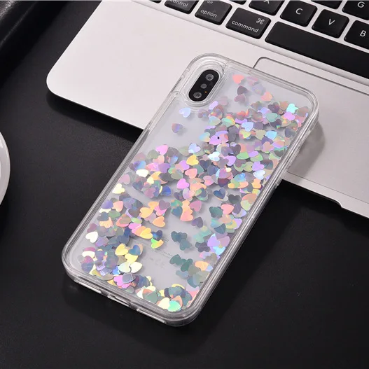 Блеск течет чехол для iPhone X 8 плюс 7 любовь зыбучие пески Телефонные Чехлы 6 6S Плюс