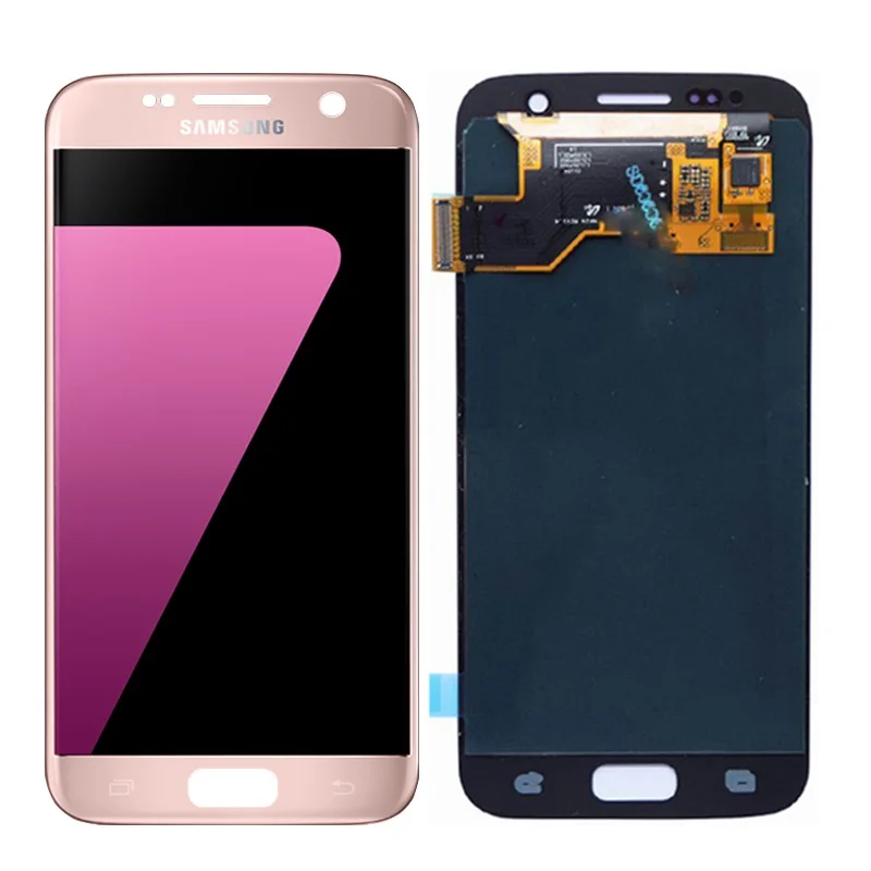 5,1 ''Супер AMOLED ЖК дисплей для samsung Galaxy S7 G930 G930F SM-G930F дисплей сенсорный экран дигитайзер Замена с рамкой - Цвет: Pink No Frame