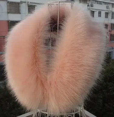 pink Осенне-зимний женский шарф кашне из искусственного лисьего меха енота воротник из искусственного меха с капюшоном 95 см - Цвет: pink