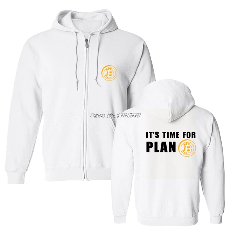 white Время для плана Биткоин BTC криптовалюта Толстовка Флис пользовательские толстовки хлопок Толстовка Повседневная мужская Толстовка Пальто Топы - Цвет: white