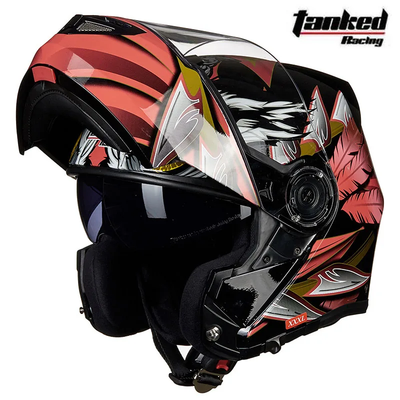 Мотоциклетный шлем T270 мотоциклетный с откидной крышкой и двойным объективом